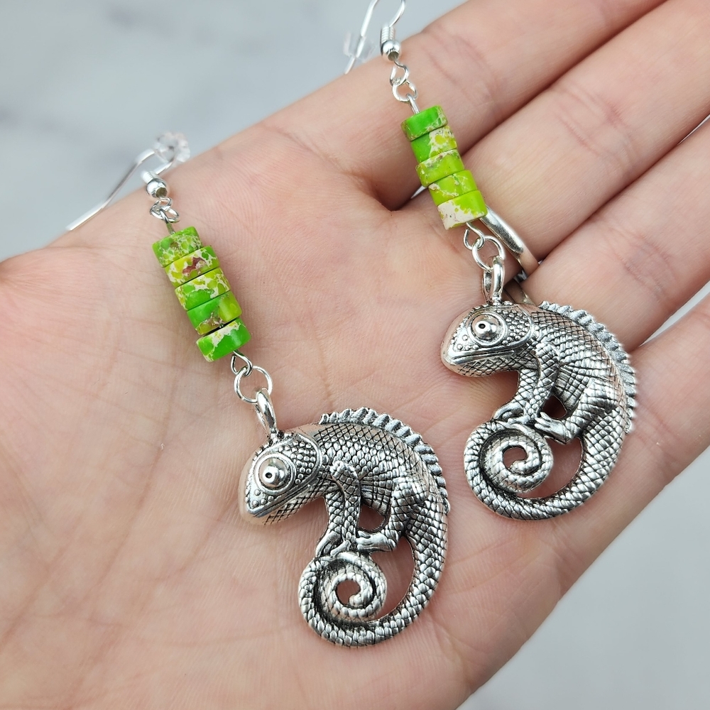 Chameleon light green emperor dangles